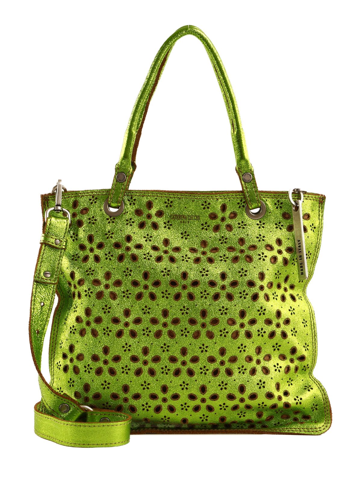 CATERINA LUCCHI Ambra Shopping Bag M Verde + T / Burro
