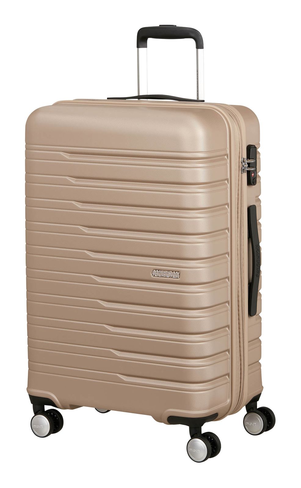 American Tourister Flashline Spinner 67 / 24 Trolley Exp TSA M Ivory Gold American Tourister Flashline Spinner 67 / 24 Trolley Exp TSA M Ivory Gold