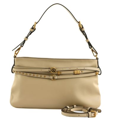 PINKO Belt Bag Classic Vitello Morbido Beige - Grigio - Antique Gold