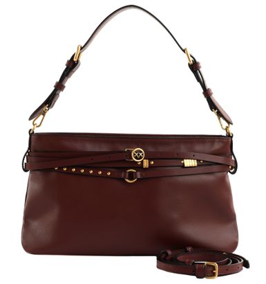 PINKO Belt Bag Classic Vitello Morbido Burgundy Wine - Antique Gold