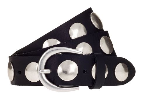 b.belt Luna Silver Leather Belt W80 Black