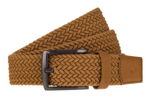 MUSTANG 35mm Braided Leather Belt W95 Middle Brown