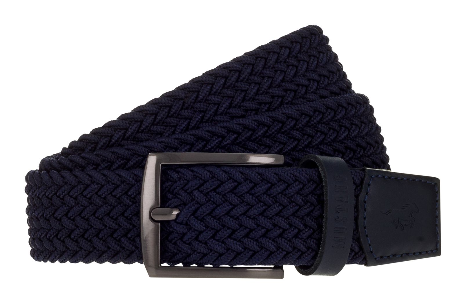 MUSTANG 35mm Braided Leather Belt W90 Marine