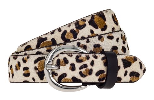 Tamaris 30mm Fur Leather Belt W110 Beige - Multicolor