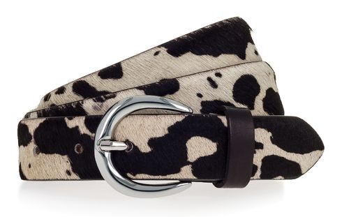 Tamaris 30mm Fur Leather Belt W100 Black - White