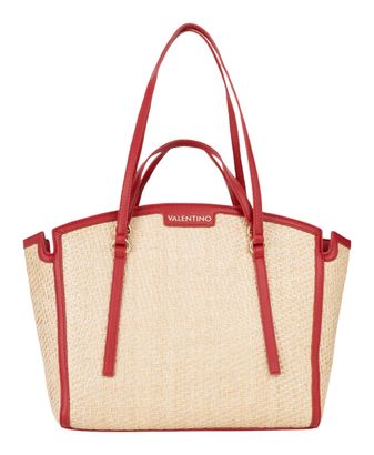 VALENTINO Demetra Shopping Bag Naturale / Rosso