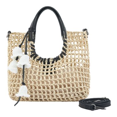 FREDsBRUDER Sun Carrier Collection Square Shopper Natural Straw & Black