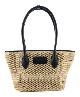 SEIDENFELT MANUFAKTUR Savonlinna Tulip Shopper Natural Straw With Black