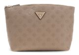 GUESS Wilder Top Zip Cosmetic Bag XL Taupe Logo