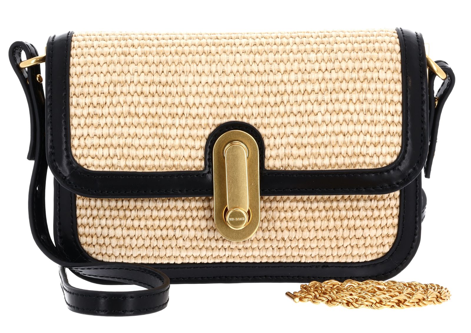 Ted Baker KKassie Twist Lock Detail Raffia Crossbody Bag S Black