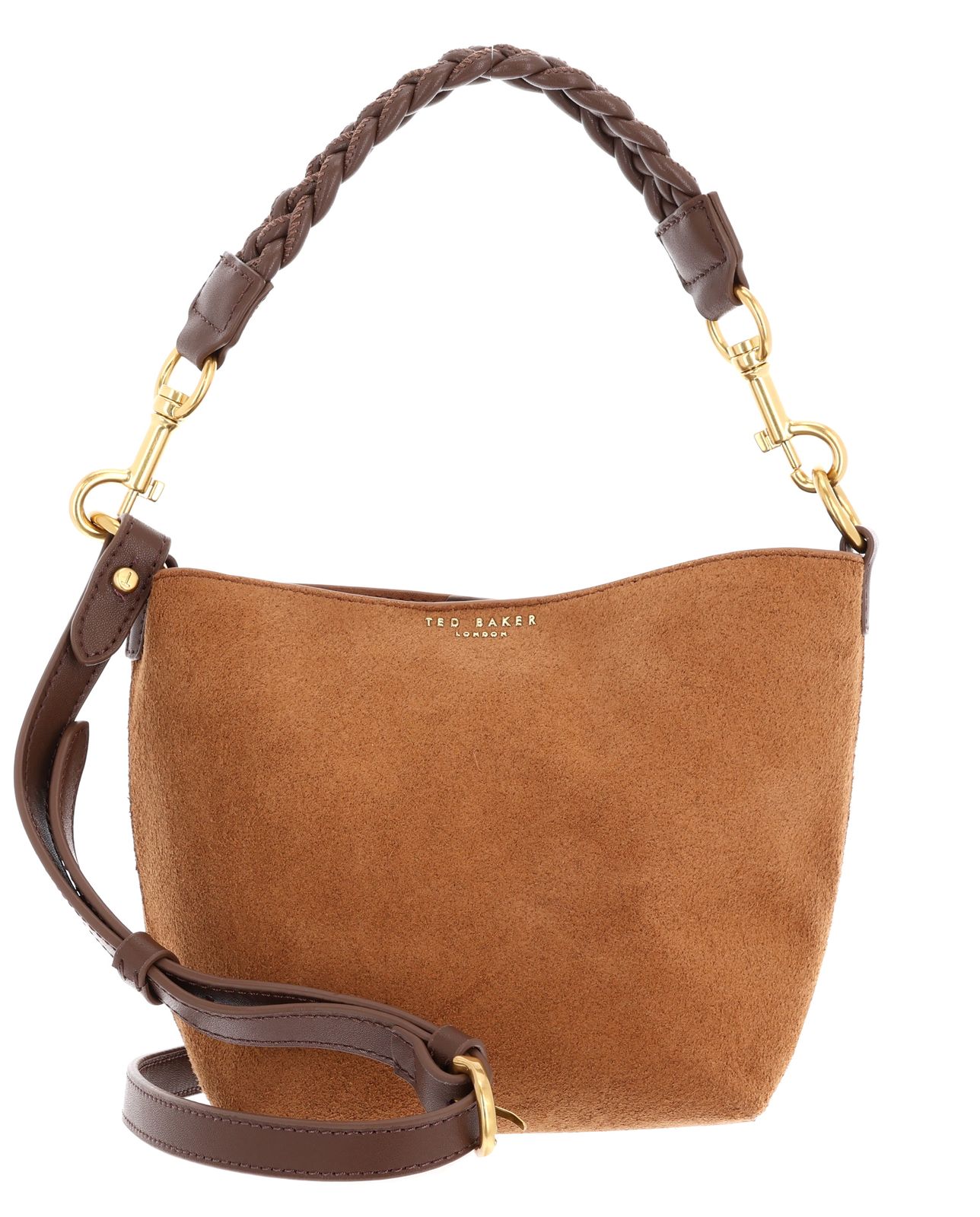 Ted Baker Seleeni Weave Handle Suede Small Bucket bag S Tan