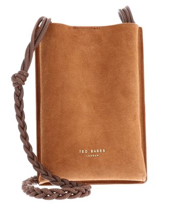Ted Baker Senya Weave Strap Suede Mini Crossbody Pouch Tan
