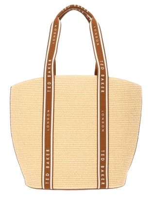 Ted Baker Raffia Webbing Detail Raffia Large Tote Bag Brown Ted Baker Raffia Webbing Detail Raffia Large Tote Bag Brown