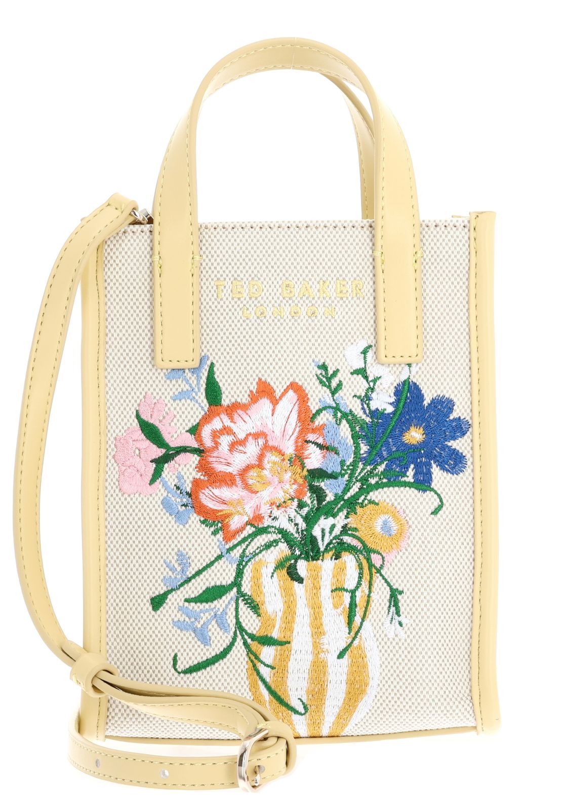 Ted Baker Floscon Canvas Embroidered Mini Floral Icon Bag Natural