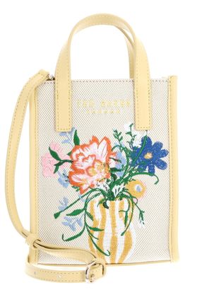 Ted Baker Floscon Canvas Embroidered Mini Floral Icon Bag Natural