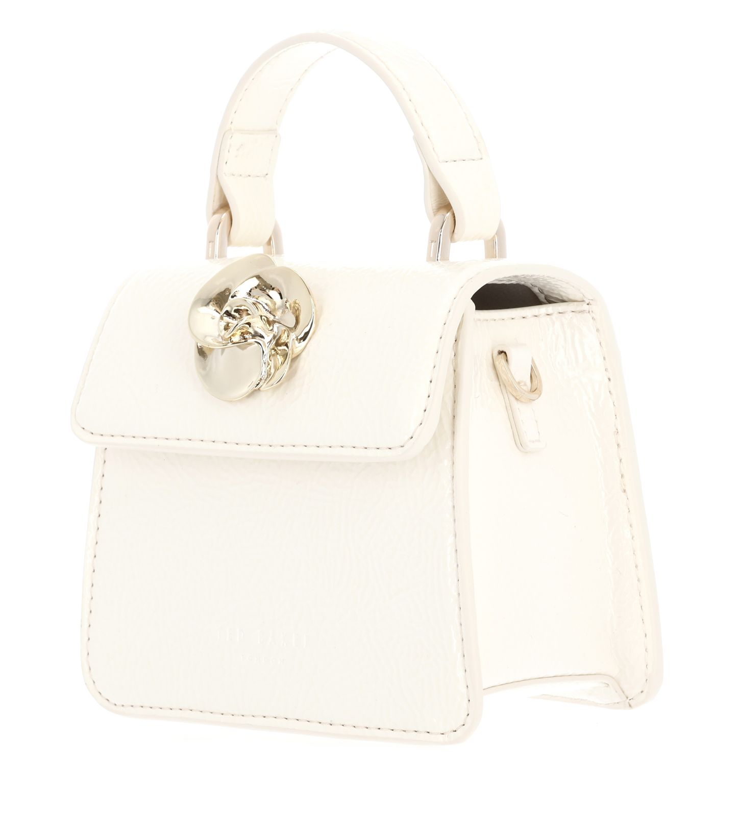 Ted Baker Roselah Rose Detail Square Mini Top Handle Bag Ivory Ted Baker Roselah Rose Detail Square Mini Top Handle Bag Ivory