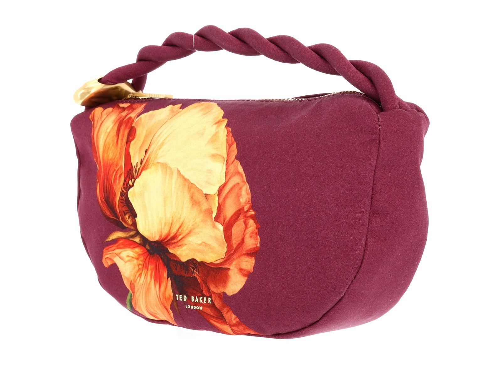 Ted Baker Isli Satin Statement Hardware Printed Hobo Bag Wine Ted Baker Isli Satin Statement Hardware Printed Hobo Bag Wine