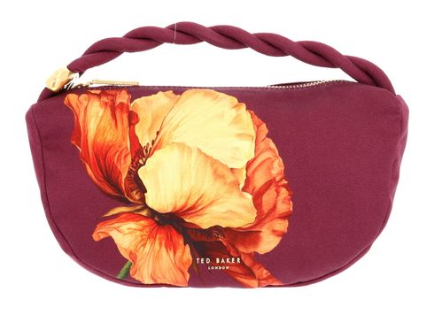 Ted Baker Isli Satin Statement Hardware Printed Hobo Bag Wine
