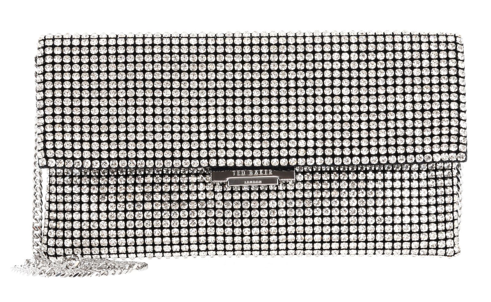 Ted Baker Kristin Crystal Long Fold Over Crossbody Bag Silver