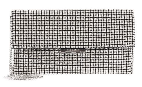 Ted Baker Kristin Crystal Long Fold Over Crossbody Bag Silver Ted Baker Kristin Crystal Long Fold Over Crossbody Bag Silver