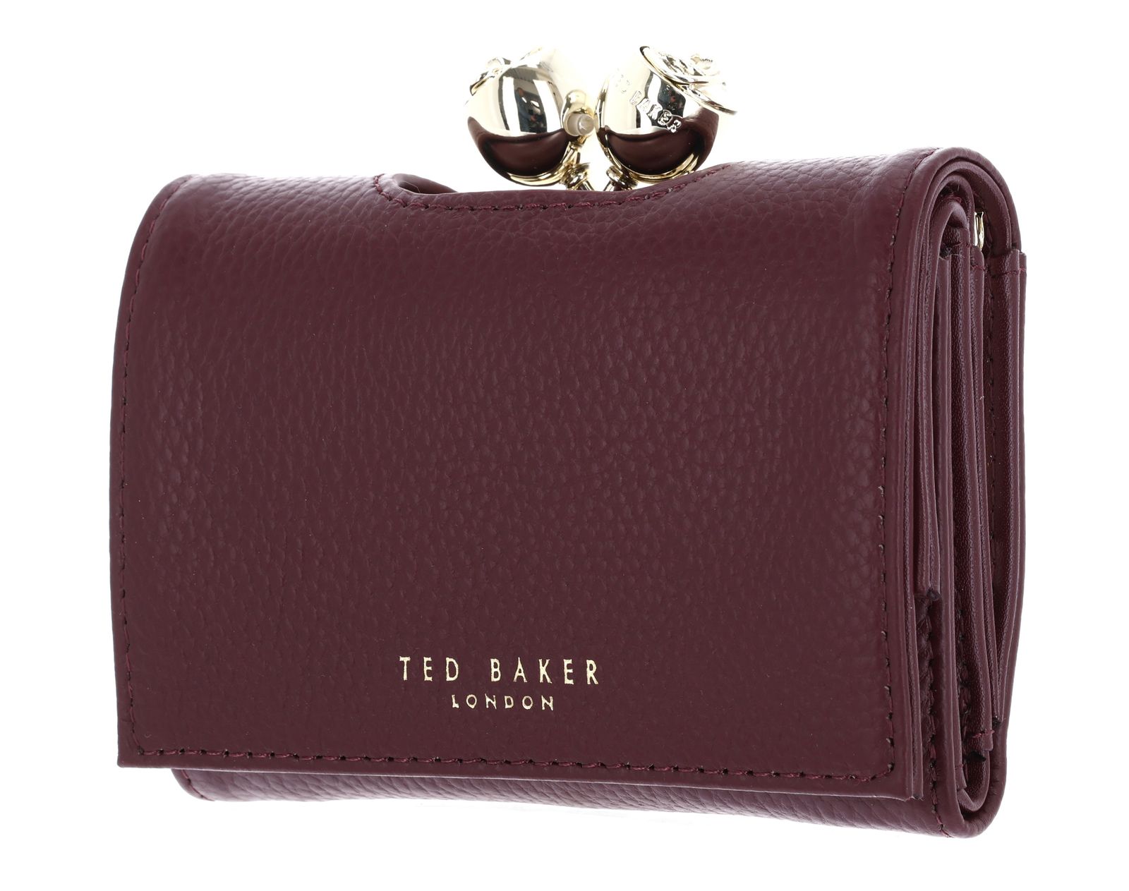 Ted Baker Roosa Rose Detail Leather Small Bobble Purse S Wine