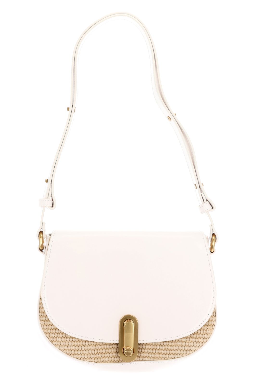 Ted Baker Kkaia Twist Lock Detail Raffia Trim Shoulder Bag S Ivory