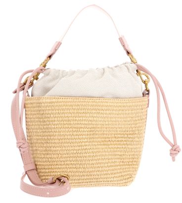 Ted Baker Raffyna Webbing Detail Raffia Small Bucket Bag S Pink