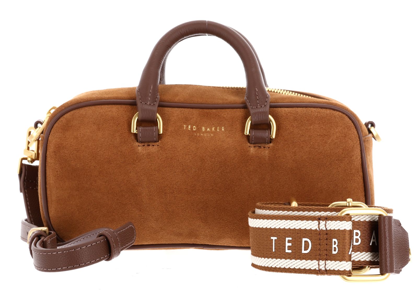 Ted Baker Shayia Elongated Suede Boxy Top Handle Bag Brown