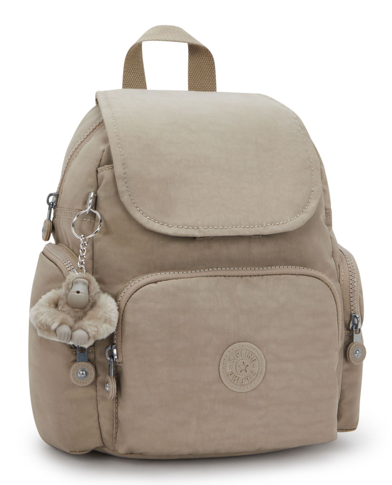 kipling Basic City Zip Mini Backpack Soft Taupe kipling Basic City Zip Mini Backpack Soft Taupe