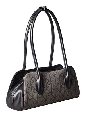Calvin Klein Emblem Trio Jacquard Shoulder Bag Lotus Beige / Black