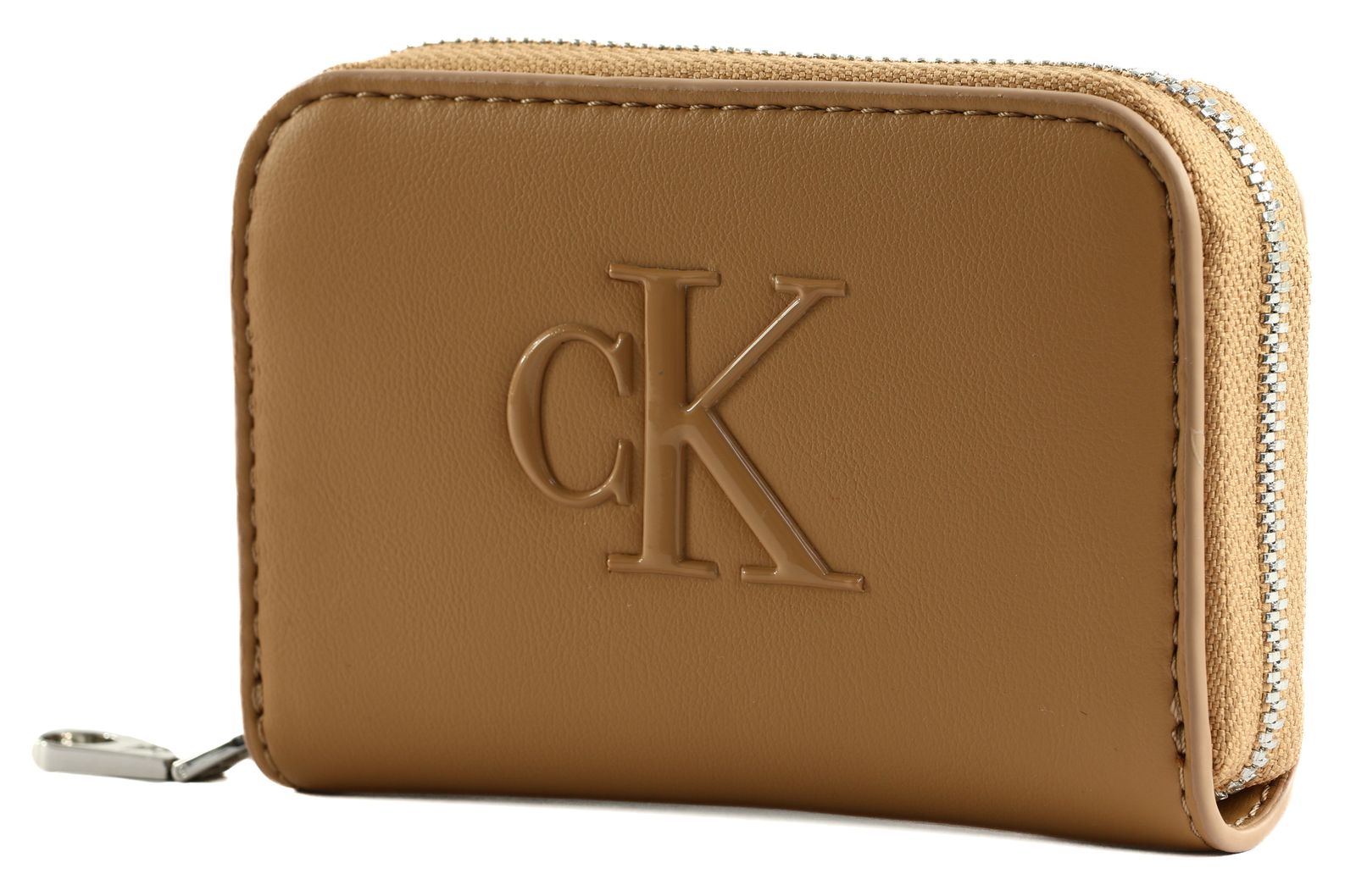 Calvin Klein Block CK Medium Zip Around Wallet Tannin