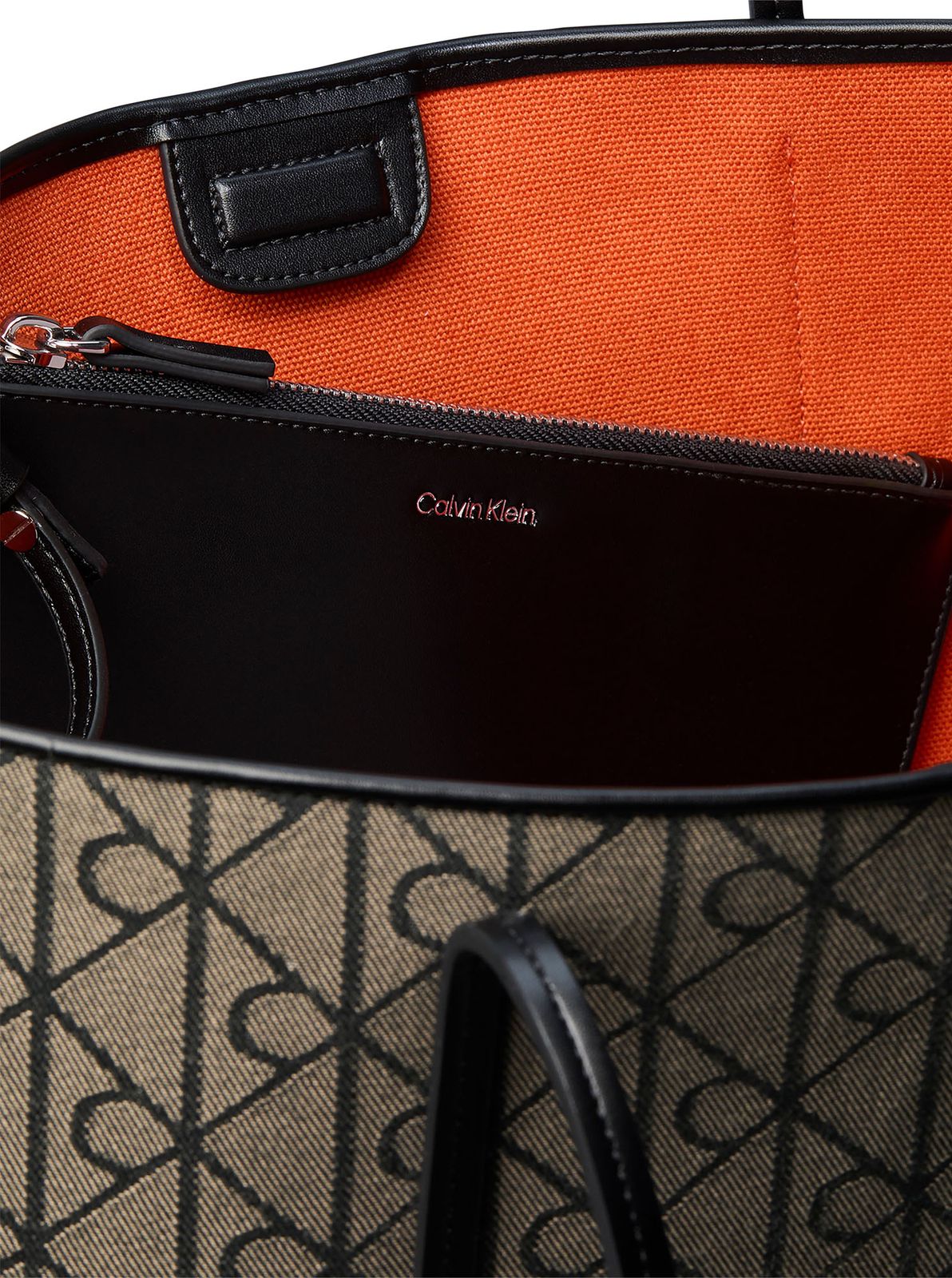 Calvin Klein Emblem AOP Jacquard Tote Bag Lotus Beige / Black Calvin Klein Emblem AOP Jacquard Tote Bag Lotus Beige / Black