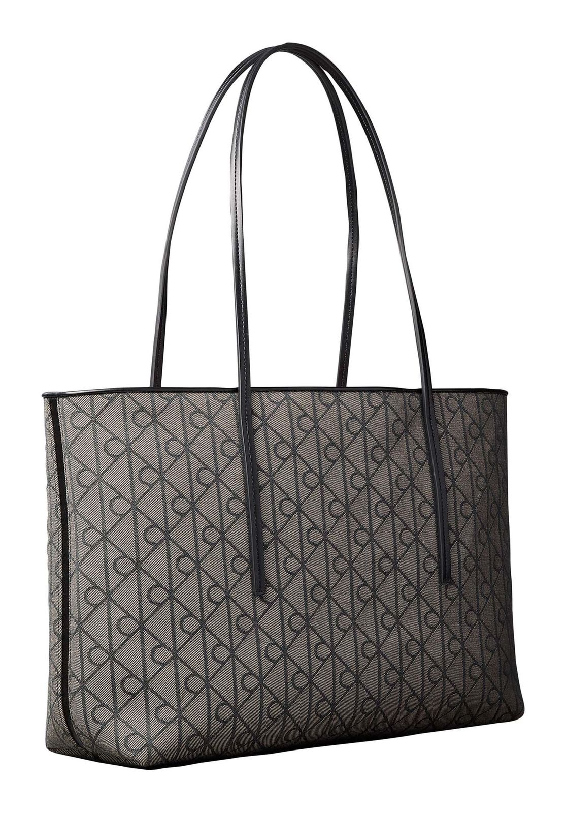 Calvin Klein Emblem AOP Jacquard Tote Bag Lotus Beige / Black