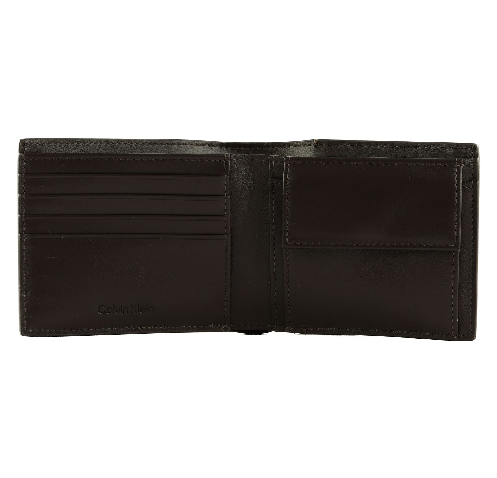 Calvin Klein Raised Bill Fold W / Coin Wallet CK Dark Brown Calvin Klein Raised Bill Fold W / Coin Wallet CK Dark Brown