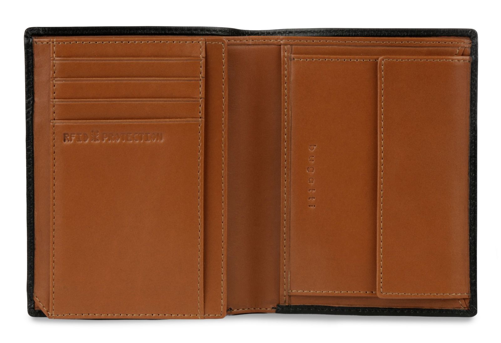 bugatti Roccia Upright Wallet with flap Black bugatti Roccia Upright Wallet with flap Black