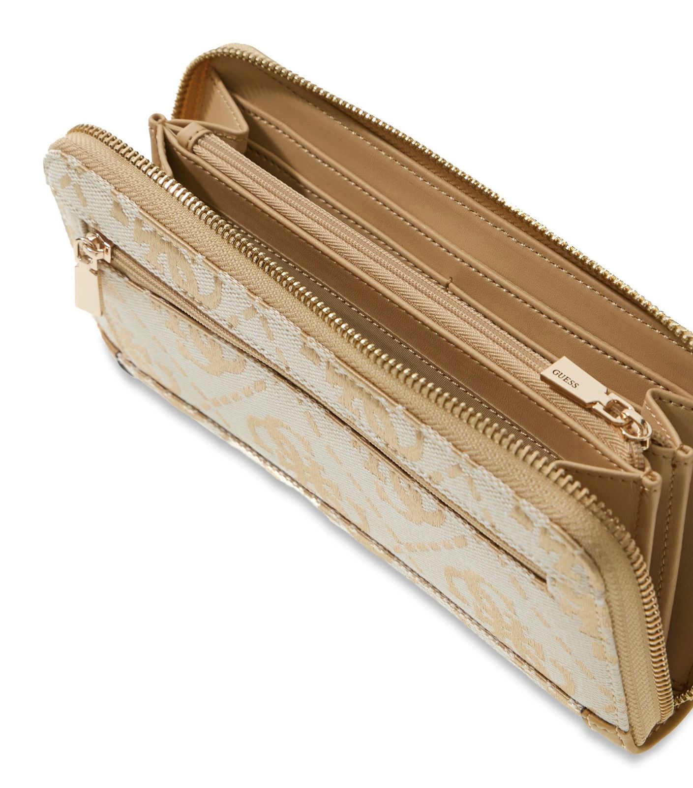 GUESS Audrey Logo SLG Zip Around Wallet L Beige Logo GUESS Audrey Logo SLG Zip Around Wallet L Beige Logo