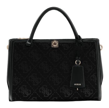 GUESS Audrey Logo Girlfriend Satchel Black Logo