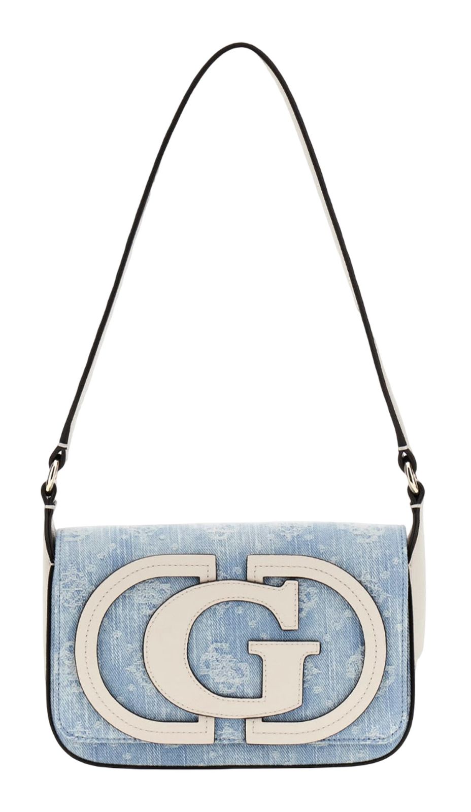 GUESS Ruby Flap Shoulder Bag Denim Logo