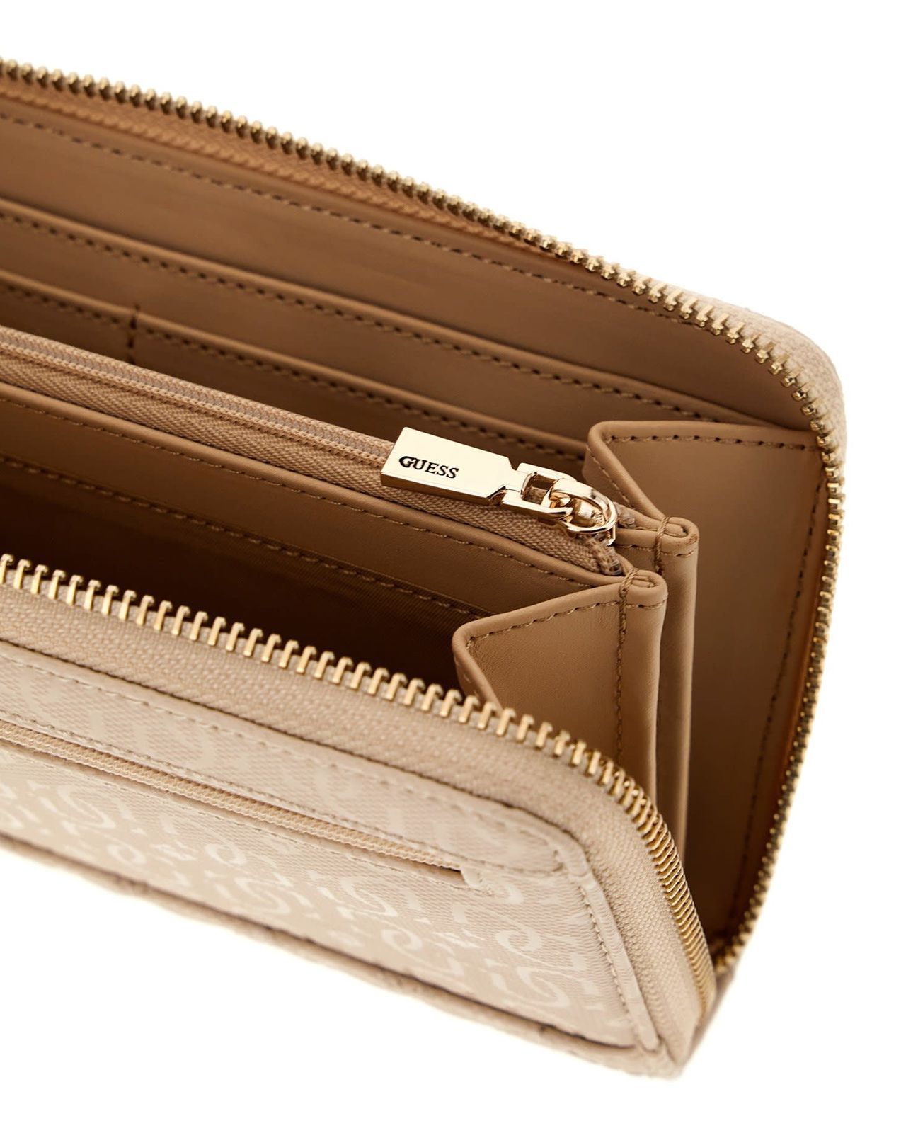 GUESS Stacey SLG Zip Around Wallet L Light Beige GUESS Stacey SLG Zip Around Wallet L Light Beige