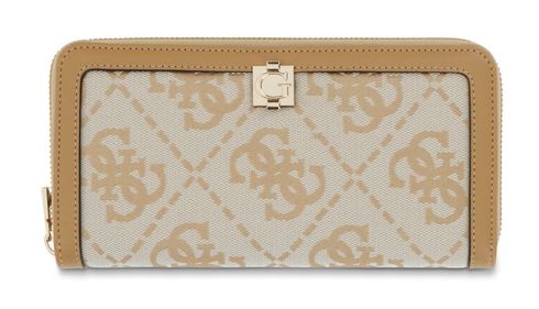 GUESS Audrey Logo SLG Zip Around Wallet L Beige Logo