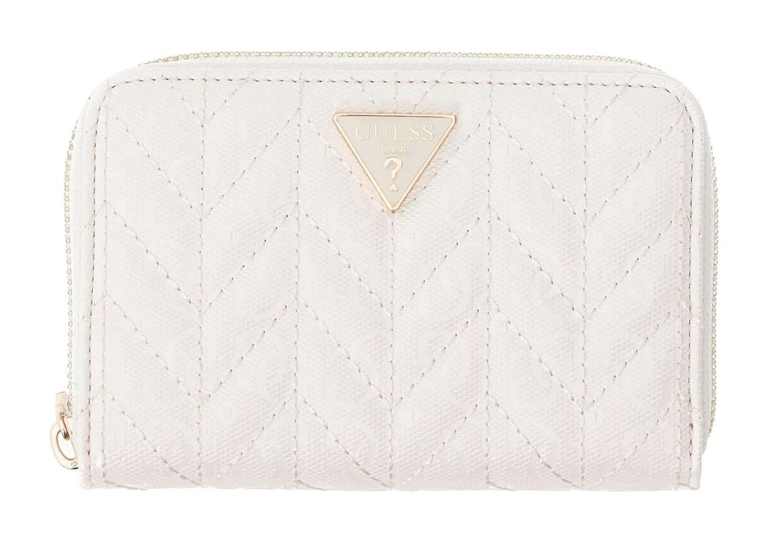GUESS Stacey SLG Zip Around Wallet M Cream White