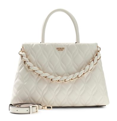 GUESS Maxine Girlfriend Satchel Cream White GUESS Maxine Girlfriend Satchel Cream White