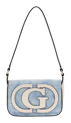 GUESS Ruby Flap Shoulder Bag Denim Logo