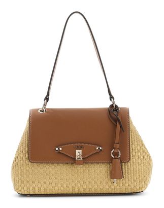 GUESS Maggie Straw Flap Shoulder Bag Natural / Caramel