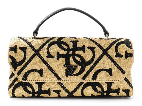 GUESS Kirsten Top Handle Flap Bag Natural / Black