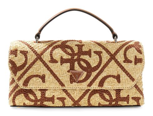 GUESS Kirsten Top Handle Flap Bag Natural / Caramel GUESS Kirsten Top Handle Flap Bag Natural / Caramel