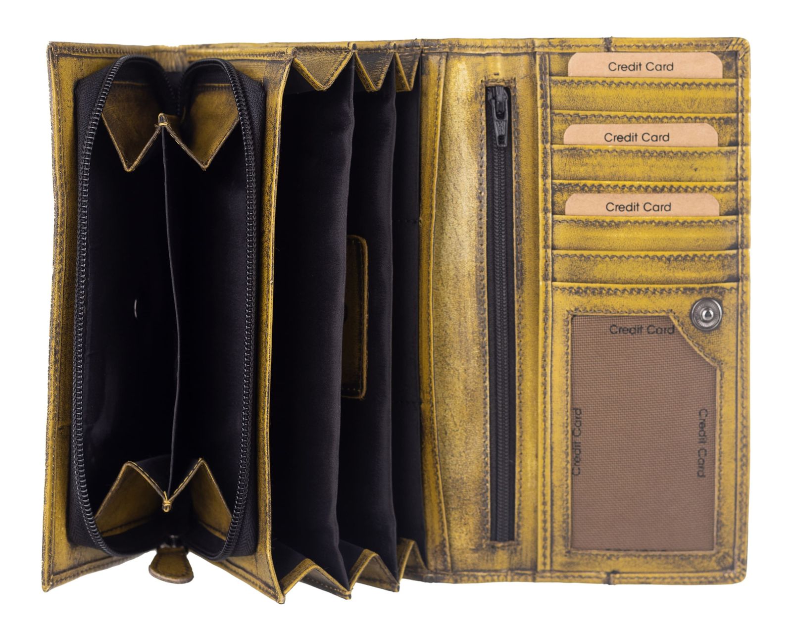 GREENBURRY Destressed Long Wallet RFID Dirty Yellow GREENBURRY Destressed Long Wallet RFID Dirty Yellow