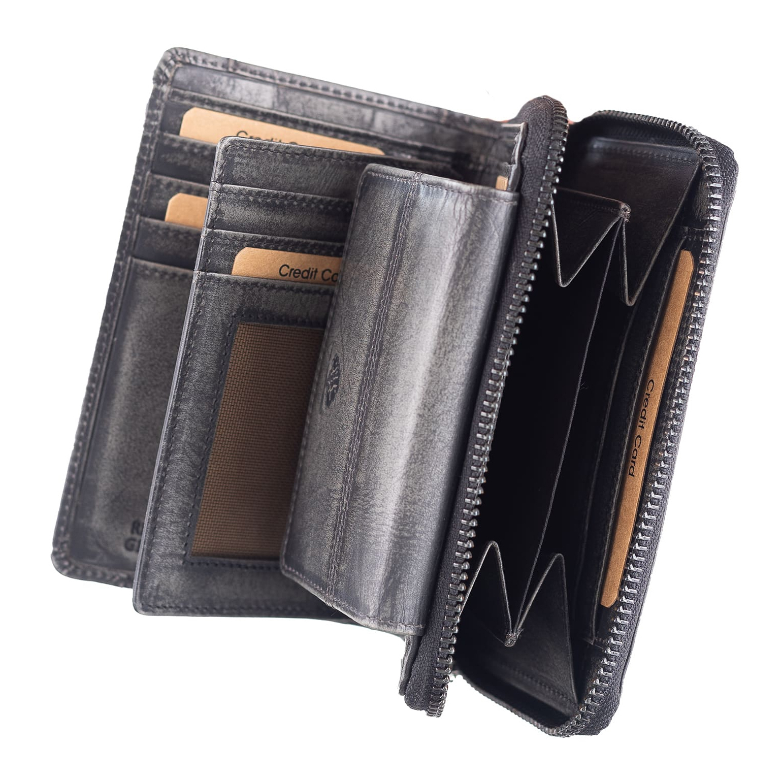 GREENBURRY Destressed RV-Wallet RFID Silver Grey GREENBURRY Destressed RV-Wallet RFID Silver Grey