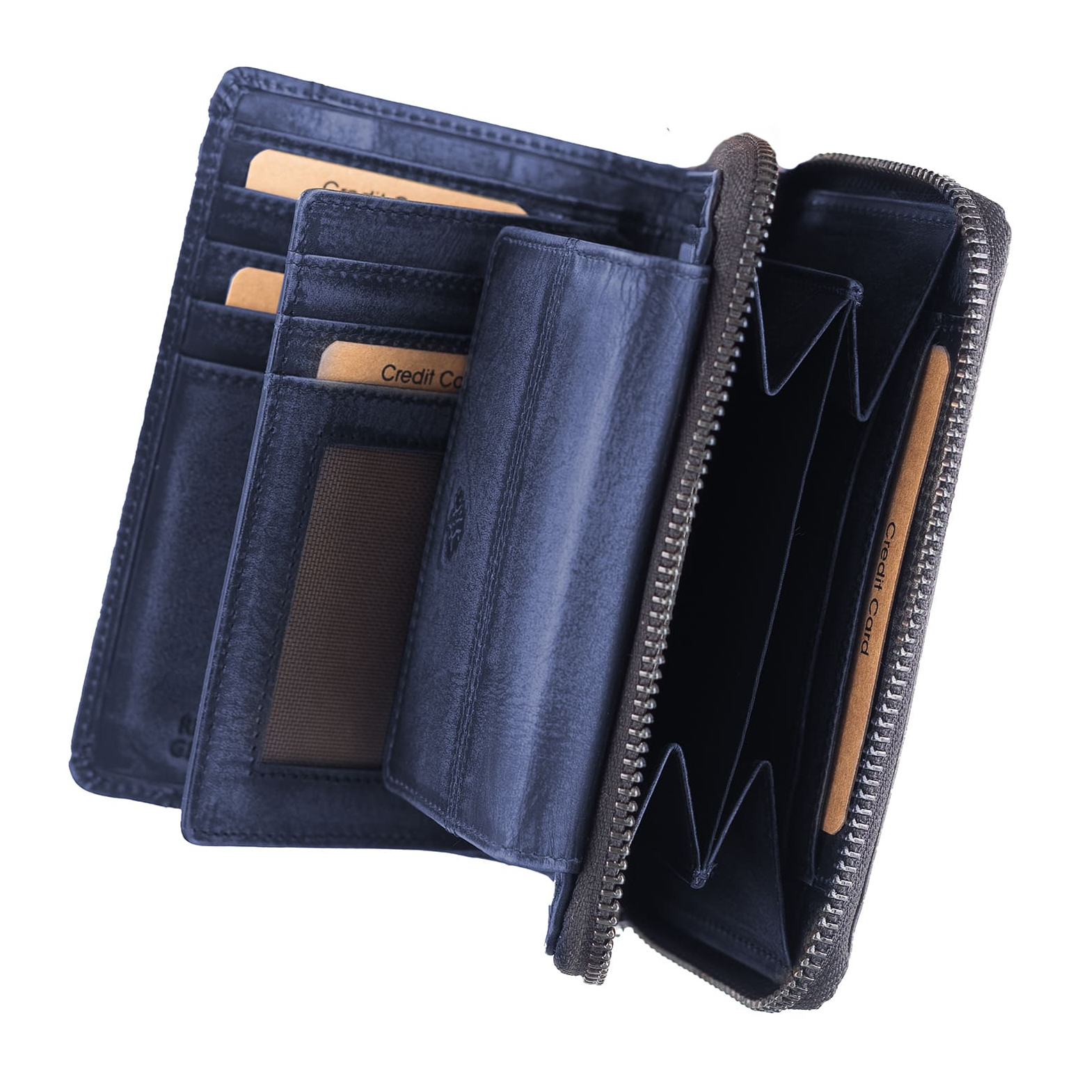 GREENBURRY Destressed RV-Wallet RFID Navy Blue GREENBURRY Destressed RV-Wallet RFID Navy Blue