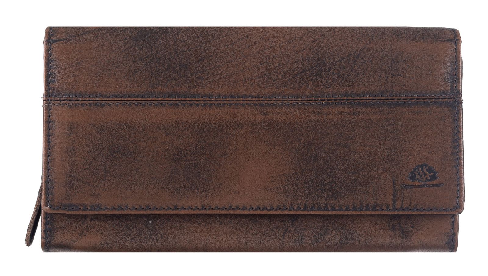 GREENBURRY Destressed Long Wallet RFID Teak Brown